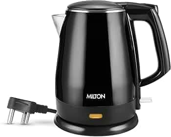 MILTON Riga Stainless Steel Electric Kettle 1.5L I 1500W Fast Boiling | Boil Dry Protection I Auto Cut-Off I Double Wall Body With Cool-touch Handle I SS304 Steel I 1 Year Warranty I Black