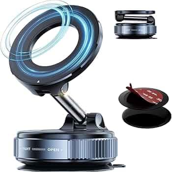 360° Vaccum Magnetic Phones Holder, Magnetic Car Phone Mount, Hands-Free Suction Cup Phones Holder for Car/Gym/Mirror/Shower, Car Mount Compatible All Mobile