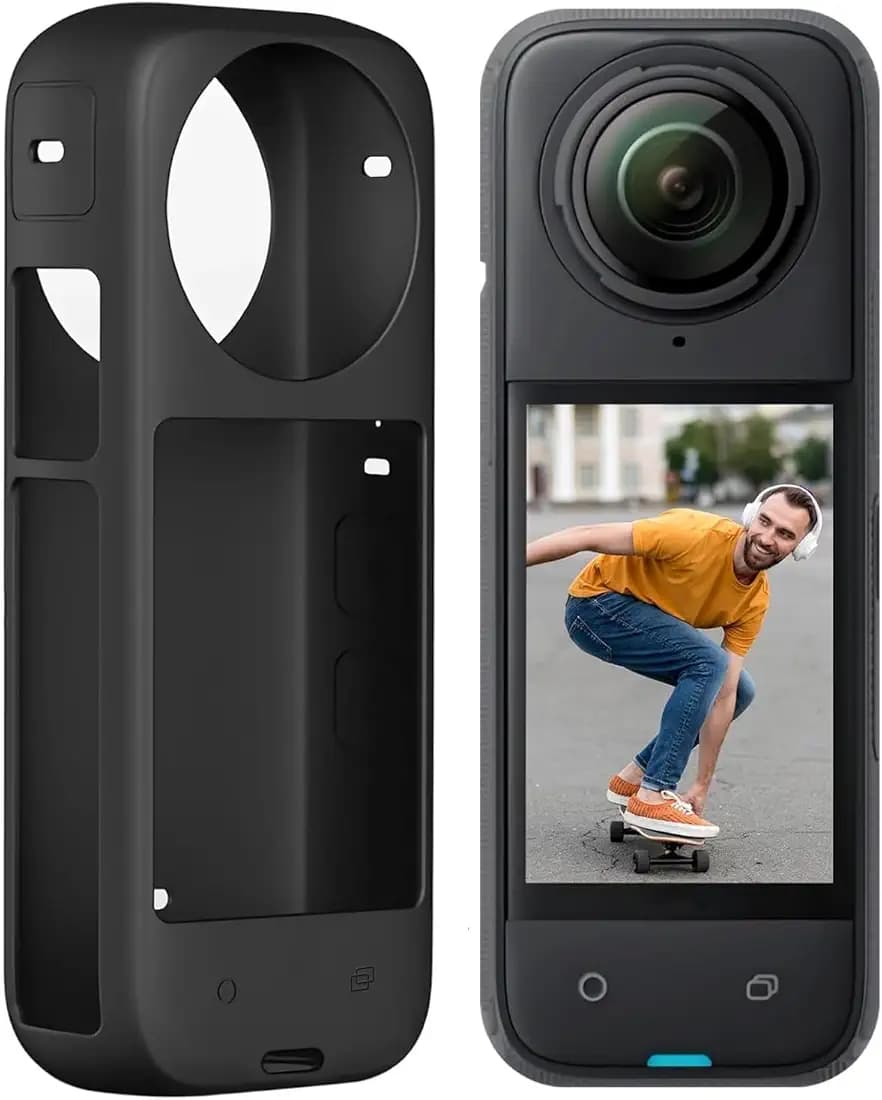 M.G.R.J® Silicone Protective Case Cover for Insta 360 X5 / X4 (Black)
