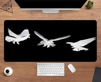 Gadgets WRAP Extended Large 18x36inch Mouse Pad Desk Mat Anti-Slip Base Spill-Resistant for Laptop, MacBook, Gaming Computer - White Pigeons
