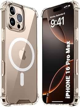 TheGiftKart ShockProof Ultra-Hybrid Back Cover Case for iPhone 16 Pro Max Compatible with MagSafe | 360° Protection | Crystal Clear Hard Back Cover for iPhone 16 Pro Max (PC & TPU, Transparent Bumper)