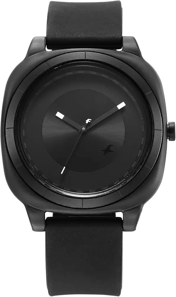 Fastrack Hype All Black Quartz Analog Black Dial with Black Silicone Strap Watch for Unisex-68034PP01W