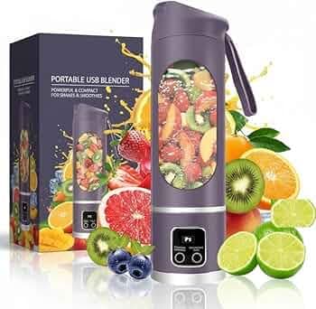 KOIOS Portable Juicer Mixer Blender for Juices, Smoothies, Cold Coffee, Rechargeable 10 Blades Bottle Juicer Smoothie Maker, Fruits Mixer Grinder for Home, Office, Gym-Travel-450ML (Purple)