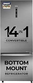 Haier SmartChoice 445 L 2 Star Frost Free Bottom Mount Double Door Refrigerator | Convertible 14-in-1 | Jhukna Mat-Bottom Freezer | Digital Display Panel | Triple Inverter (HEB-452TS-P, Inox Steel)