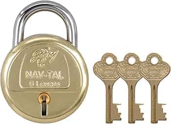 Godrej Locks I Navtal 6 levers 50 mm I Padlock for Main Door I Gate Lock I Tool Box, Shutters, Shops & Offices I Strong Hardened Corrosion Resistant Shackle I Brass Material | 1 Year Warranty