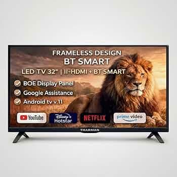 32 Inch (80 cm) Frameless Smart LED TV | HD Ready 1366×768 BOE Display | Android 11 Smart TV | Remote Compatible with Google Assistant | Bluetooth, Wi-Fi | 24W Speakers | 2 HDMI, 2 USB