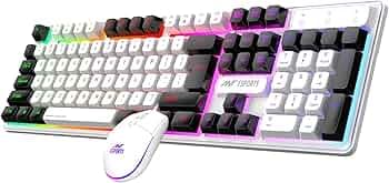 Ant Esports KM1610 LED Gaming Keyboard and Mouse Combo, 104 Keys Rainbow Backlit Keyboard and 7 Colour RGB Mouse for PC Laptop Xbox PS4 Gamers and Work, White