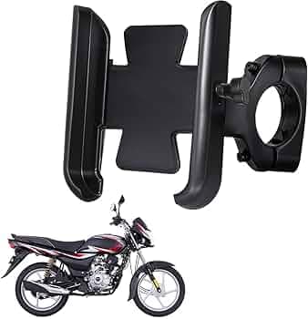 CNC Metal Bike Mobile Holder Compatible for Bajaj Platina 100, 360° Rotation Phone Mount Cradle for Bicycle & Motorcycle, Handlebar for All Smartphones, Anti-Slip, Full Grip (Black)