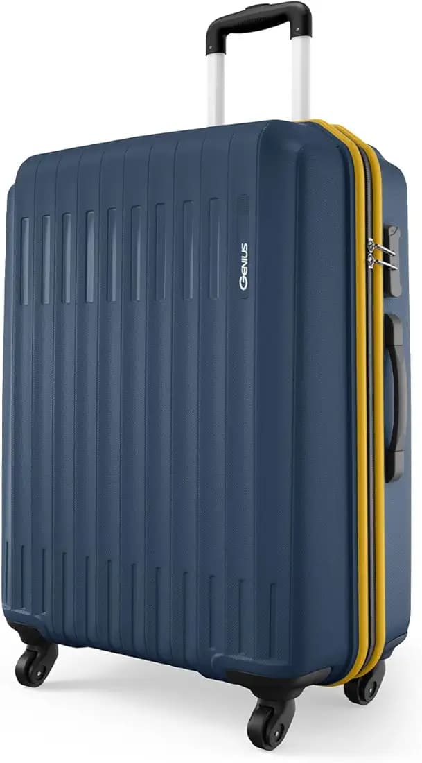 Safari Genius Alley 75cm Large Size Check-in Trolley Bag Hard Case Polypropylene, 4 Spinner Wheels, 360 Degree Wheeling Luggage, Travel Bag, Suitcase for Travel, Trolley Bags for Travel, Navy