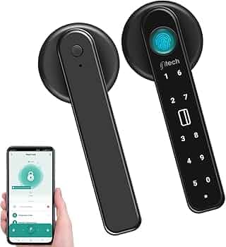 IFITech Smart Door Lock | 5 Way Unlock – Fingerprint, Pin, RFID Card, Mobile App (Bluetooth) and Manual Key Access for Wooden Doors | Fingerprint Door Lock (Black)