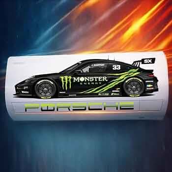 Art Smart Trending Porschhe 911 Racing AC Sticker, Air Conditioner Premium Vinyl, HD Gloss Finish, 24 Inches, for AC, Wall, Door, Glass (MONSTERBLACK)