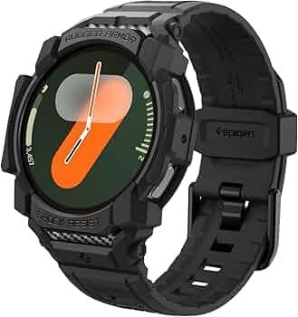 Spigen Rugged Armor Pro for Samsung Galaxy Watch 7 40mm Case with Strap Band - Matte Black