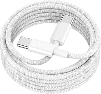 iPhone 15 USB C Charger Cable,Fast Charge Type C to Type C Charging Nylon Braided Cord Wire for iPhone 15/15 Plus/15 Pro Max,MacBook,Samsung S24 Ultra/S24 Plus/S23 Ultra/S22/S23 Fe 5G,White-Grey