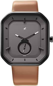 Fastrack After Dark Quartz Analog Grey Dial Brown Leather Strap Watch for Guys - NT3272NL02