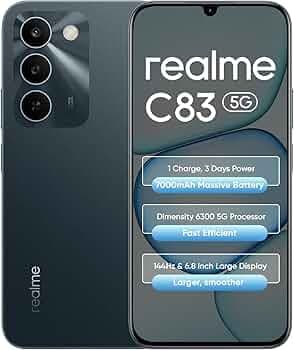 realme C83 5G Smartphone 7000mAh Mega Battery, 6.8-Inch & 144Hz Immersive Ultra Smooth Display, Dimensity 6300 Processor, IP64, Military Grade Durability, 4 + 128GB, Sprouting Green, Android 16