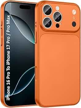 MOBILOVE Converter Case for iPhone 16 Pro to iPhone 17 Pro / 17 Pro Max Style Design Comes with Logo Shockproof Back Cover with Camera Protection & Slim Matte Finish (Orange)