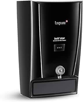 Livpure Bolt+ Star, 80% Water Savings, RO+In Tank UV+UF+Min+Copper+ 7 L Tank, Water Purifier for home, (Black) Suitable for Municipal, Tanker, Borewell water