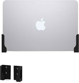 Brainwavz Adhesive Laptop & Tablet Wall Mount Holder for MacBook, Surface, Notebooks, iPad, Galaxy Tab Note, eBooks, Kindle & More, Stick On Or Screw-in (Black)