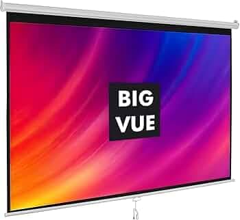 BIG VUE Manual Pull Down Projector Screen, High Gain White Fabric Insta Lock - Auto Lock Projection Screen for Classroom, Home Theatre or Office (84 Inch, 4:3 Aspect Ratio)