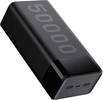 Ambrane 50000mAh Powerbank, 20W Fast Charging, Triple Output (2 USB & 1 Type C), PD, Quick Charge for iPhone, Android & Other Devices, Made in India + USB Type-C Input (Stylo Max 50k, Black)