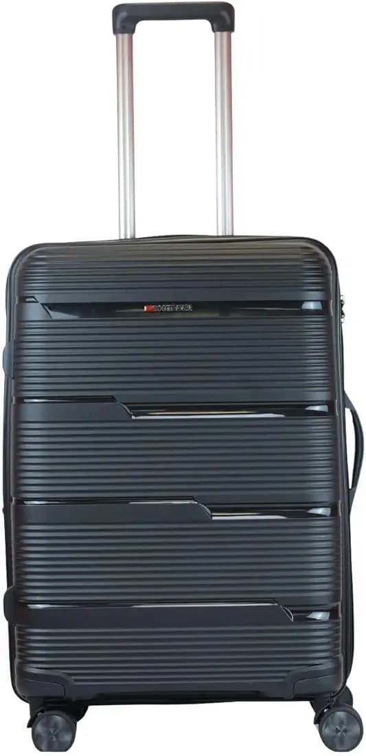 Ligo Cabin Trolley Bag, Hard Case Polypropylene, 8 Spinner Wheels, 360 Degree Wheeling Carry on Luggage, Suitcase for Travel. (Black, Small)