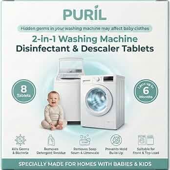 2-in-1 | Washing Machine Cleaner & Descaler Tablets | 8 Tablets | Removes Lime Scale, Bacteria & Odor | Used for Top Load & Front Load | Protects Clothes from Residue & Germs