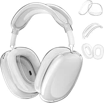 ZORBES® Silicone Case Cover for AirPods Max Headphones, Soft Clear TPU Anti-Scratch Ear Pad/Ear Cups/Headband Cover for AirPods Max, Sweat-Proof Transparent Protector Accessories, Transparent White