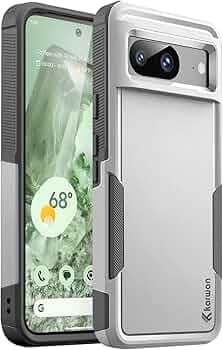 KARWAN Shockproof Back Case Cover Compatible with Google Pixel 8A, Heavy Duty Case with 360 Degree Camera Protection, Dual Layer Rugged Bumper Protection Cover with Matte Finish (White)