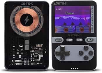 JINX Alpha Pro Wireless Magnetic Powerbank with Retro Video Game|Classic Built-in Retro Games with Powerbank|8000mAh 15W Magsafe Compatible Power Bank Fast Charging for iPhone, Android (Grey)