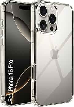 Amazon Brand-Solimo Mobile Cover for Apple iPhone 16 Pro (Soft & Shockproof Back Case with inbuilt Cushioned Edges), Transparent