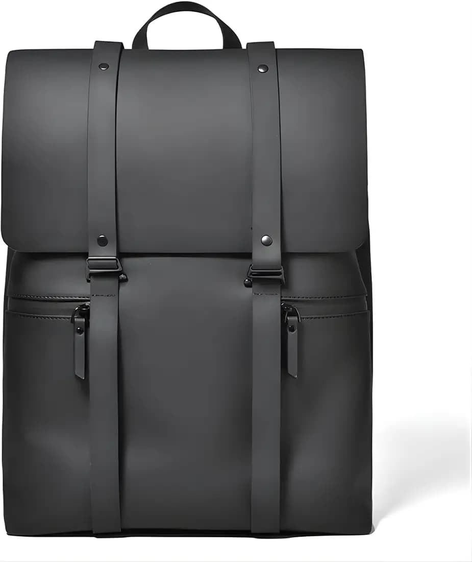 Luxury Laptop Backpack For Men & Women | 14 Inch Large Capacity Laptop Bag | PU Leather Bag, Water Resistant & Lightweight | Backpack for Office, Travel, College & Daily Use (Black)