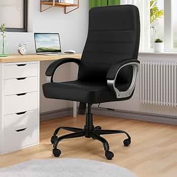 NEWTURN� Rolex High-Back Ergonomic Office Chair - Premium Leatherette, Rolling, Tilt, Chrome Base, 2-Yr Warranty, Study, Work, WFH Comfort