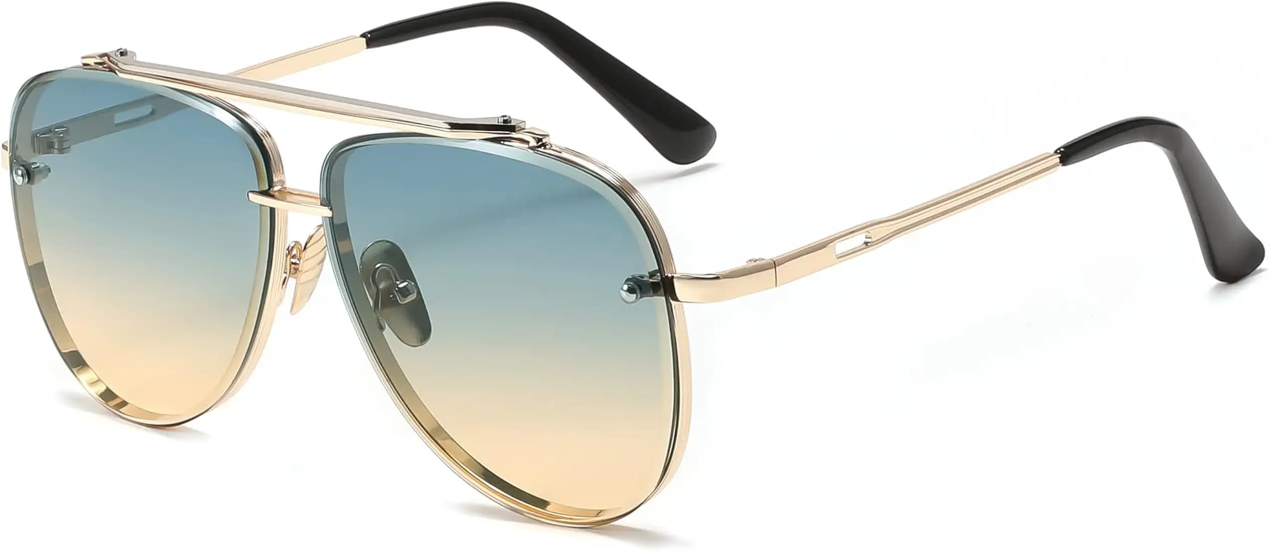 Karsaer Metal Square Sun Glasses Men's and Women's Fashion Gradient Colour Sunglasses E1090