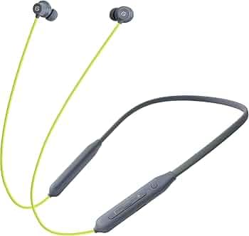 FIREGOLD Bulet Z2 ENC Neckband Bluetooth Headset, in-Ear Headphones with Magnetic On/Off, 48 Hours Battery Backup, HD Sound, Water Resistant, Grey and Yellow (Jazz Green)