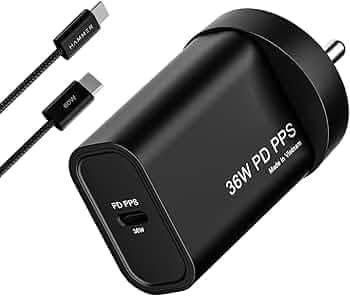 Hammer 36W Fast GaN Charger, iPhone 0 to 50% in 30mins, Compatible with iPhone 17,16, 15, 14, 13, 12, Samsung Mobiles & Laptop, FCC/CE Certified, 2 Yr Warranty, with C to C Cable (Black)