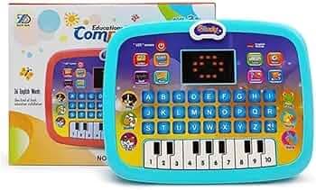 Kids’ 2-in-1 Educational Tablet & Musical Piano Toy | Interactive Alphabet & Number Learning with Lights & Sounds | Multi-Color Fun Learning Toy