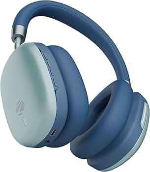 Zebronics Wireless Headphones, Hybrid ANC 48dB, Upto 100Hrs Playback, 40mm Drivers, Dual Mic ENC, BT v6.0, Gaming Mode, Dual Pairing, Touch Controls, App Support, AUX (Silencio 200T, Blue)