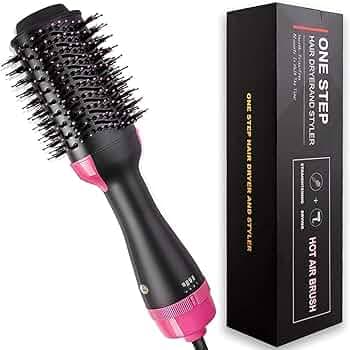 Hair Brush Dryer and Volumizer Hot Air Brush, 4-in-1 Ionic Blow Dryer Brush & Styler for Straightening, Curling, and Detangling, Professional Ceramic Tourmaline Hair Straightener Brush for All Hair Types for shine (B2)