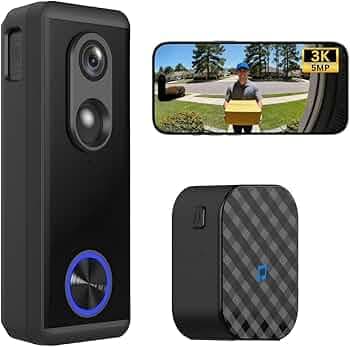Delitech Smart Wireless Video Doorbell Pro 3k | 5MP 2560p HD Resolution | See & Talk to Visitor on Call | Battery-Powered | AI Motion Detection | Night Vision | Free Installation* | Free 16GB SD Card