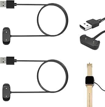 2 Pack Charger Compatible with Amazfit GTS 4 Mini, GTS 2/2e/2 Mini, GTR 2/2e, Bip 3/3 Pro, Bip U, T-Rex Pro, Magnetic Smartphone Chargers, 1 Metre USB Charging Cable, Portable