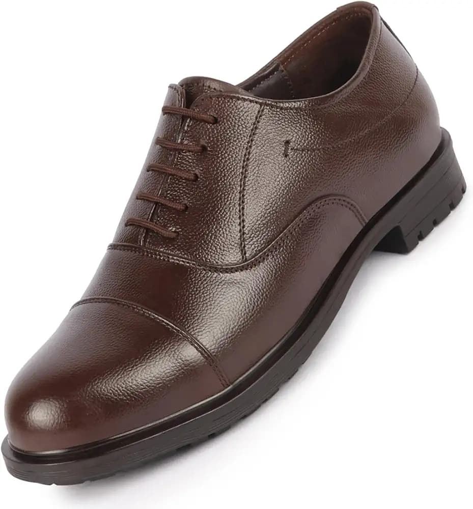 FAUSTO Men's Genuine Leather Formal Office Comfort Broad Feet Oxford Lace Up Shoes