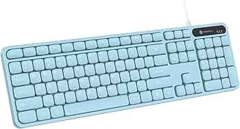 Portronics Ki-Pad 3 USB Wired Keyboard with Large Keycaps, Noise-Free Typing, Fn Multimedia Hotkeys, Full-Size Layout with Num Pad, Ergonomic Design, 1.5m USB Cable, for Laptop, PC, Mac (Blue)
