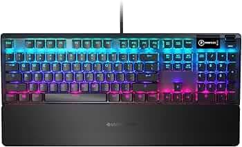 SteelSeries Apex 5 Hybrid Mechanical USB Gaming Keyboard Per-Key RGB Illumination Aircraft Grade Aluminum Alloy Frame OLED Smart Display (Hybrid Blue Switch)