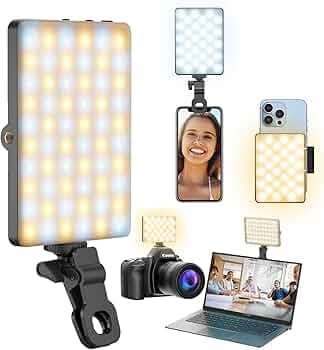 138 LED Clip-on Mobile Phone Light, Clip Selfie Light, Adjustable Color Temperature 2500K-6500K, 3000mAh Rechargeable Photography Light, Suitable for Mobile Phones, Cameras, laptops, iPads