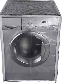 Shivkari Grey & Black PVC Waterproof Washing Machine Cover, Suitable for LG, Samsung, IFB, Bosch, Whirlpool Front Load 6-8 Kg (61cm x 61cm x 84cm) WxDxH