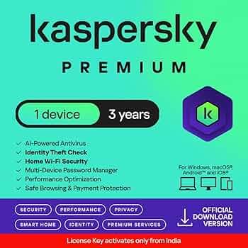 Kaspersky Premium Security 2025 | 1 Device | 3 Years | Digital Download | Instant Delivery - No CD