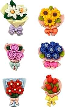 6PCS Mini Flower Vase Fridge Magnet, Decorative Rose Magnets for Refrigerator, Stylish Mini Fridge Decor for Kitchen, Office, Home, Gift