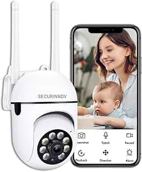 securinnov 4MP WiFi Mini PTZ Home Security Camera | Full HD 1080P | Color Night Vision | Motion Detection | Two-Way Audio | Wireless CCTV Camera for Home Indoor with Mobile App V380 Pro (Mini Ptz)