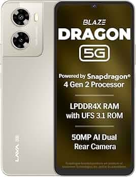 Lava Blaze Dragon (Golden Mist, 4+4*GB RAM, 128 GB)|Snapdragon 4Gen2 (450K+ Antutu)| 120Hz Refresh Rate | UFS 3.1 Storage | 50MP AI Camera| Premium Glossy Back | 5000mAh Battery| 18W Fast Charging