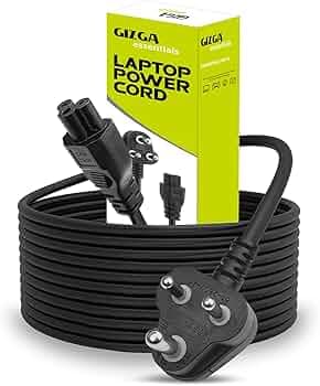 Gizga Essentials Laptop Power Cable Cord- 3 Pin Adapter, 3 yrs Warranty (ISI Certified, 1 meter /3.3 Feet)